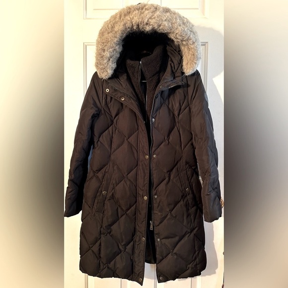LAUREN RALPH LAUREN Diamond Quilted Black Down Hooded Removeable Faux Fur SMALL - Picture 1 of 15